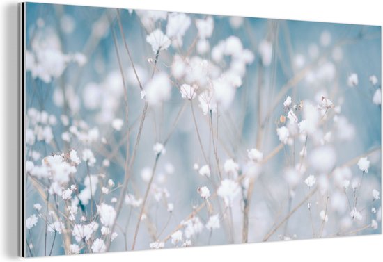 Wanddecoratie Metaal - Aluminium Schilderij Industrieel - Takken - Sneeuw - Winter - Natuur - Botanisch - 80x40 cm - Dibond - Foto op aluminium - Industriële muurdecoratie - Voor de woonkamer/slaapkamer