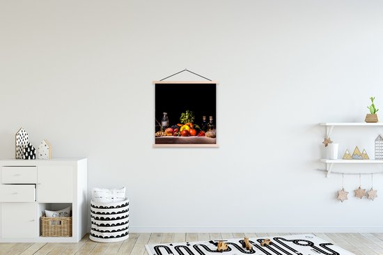 Porte-affiche avec affiche - Affiche scolaire - Nature morte - Nourriture - Boisson - Fruit - Zwart - 40x40 cm - Lattes vierges