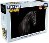 Puzzel Paard - Dieren - Zwart - Portret - Legpuzzel - Puzzel 500 stukjes