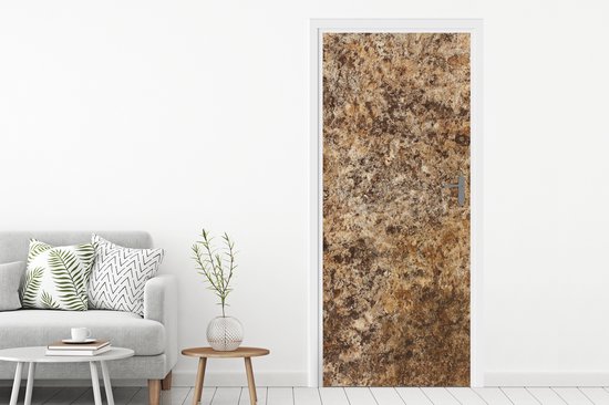 Deurposter 90x215 cm - Deursticker Graniet - Design - Structuur - Steen - Bruin - Meubelfolie zelfklevend - Deurfolie woonkamer - Interieurfolie fotobehang - Deur plakfolie - Deurstickers - Deurbehang sticker - Kamer decoratie