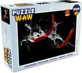 Puzzel Chilipeper - Stilleven - Water - Zwart - Rood - Legpuzzel - Puzzel 1000 stukjes volwassenen