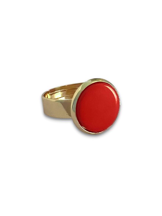 Zatthu Jewelry - N22FW512 - Bague Jeda avec pierre rouge orangé