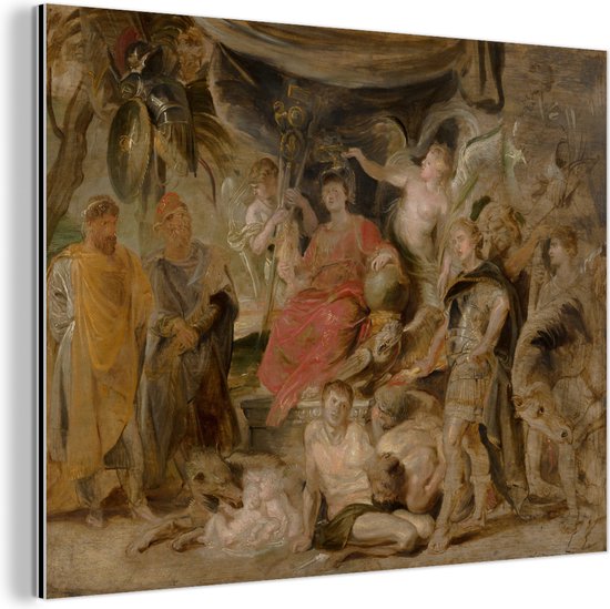 Wanddecoratie Metaal - Aluminium Schilderij - De triomf van Rome: De jeugdige keizer Constantijn eert Rome - Schilderij van Peter Paul Rubens - 160x120 cm - Dibond