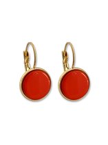Zatthu Jewelry - N22FW511 - Jean oorbellen met oranjerode steen