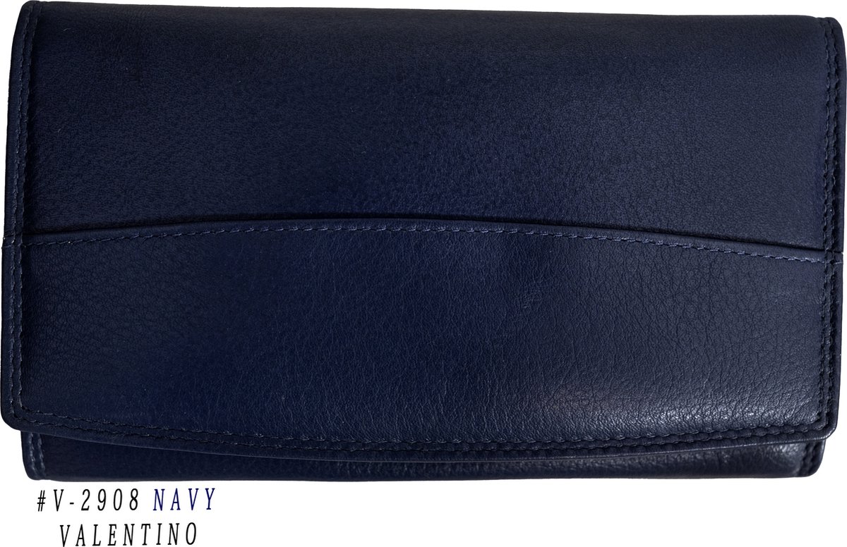 Massi Miliano  Portemonnee Dames Nappa Leer -Blauw -( VG-2908-8)