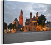 Wanddecoratie Metaal - Aluminium Schilderij Industrieel - Kerk - Maastricht - Wolken - 150x100 cm - Dibond - Foto op aluminium - Industriële muurdecoratie - Voor de woonkamer/slaapkamer