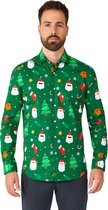 OppoSuits SHIRT LS Festivity Green - Heren Overhemd - Kerstshirt - Groen - Maat M