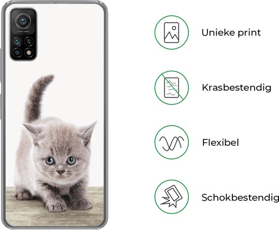 Telefoonhoesje Geschikt voor Xiaomi Mi 10T 5G hoesje - Kitten - Kat - Huisdieren - Jongens - Kinderen - Meisjes - Siliconen Telefoonhoesje