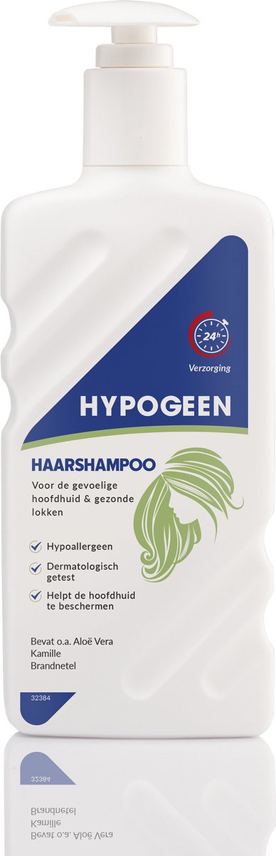 Hypogeen Haarshampoo - zonder betaine - parfumvrij - PH neutraal - hypoallergeen - helpt irritatie van de hoofdhuid te voorkomen - voor glanzende lokken - pompflacon 300ml
