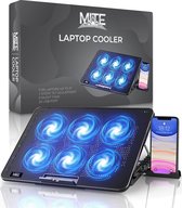 MITE® Laptop Cooler - Inclusief Telefoonhouder - 6 Ventilatoren - 7 Standen Verstelbaar - Tot 17 Inch - Laptop Cooling Pad - Laptop Standaard - Laptop Cooling Stand