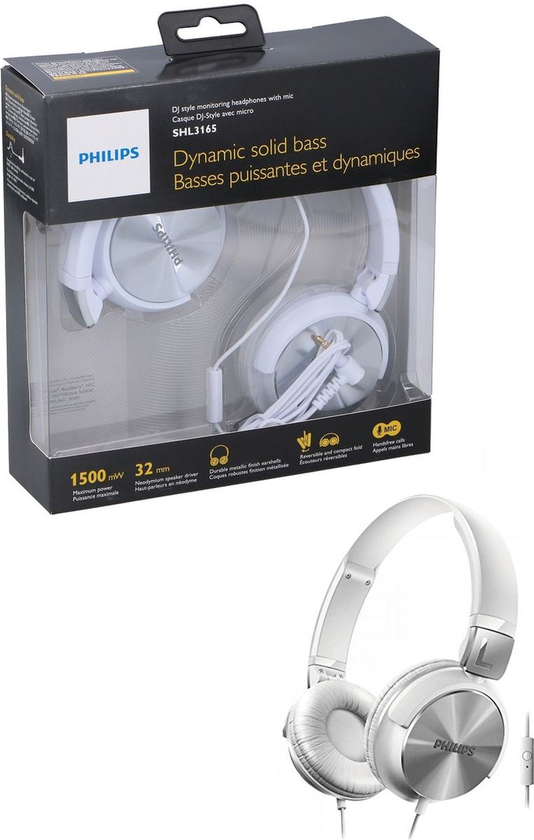 Philips SHL3165 - on-ear hoofdtelefoon met microfoon wit