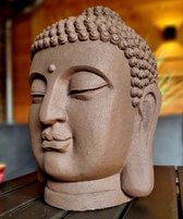 Groot Boeddha hoofd roestkleur 42cm - Boeddhahoofd XL