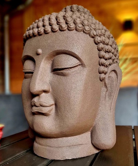 Absurd Woedend Briesje Groot Boeddha hoofd roestkleur 42cm - Boeddhahoofd XL | bol.com