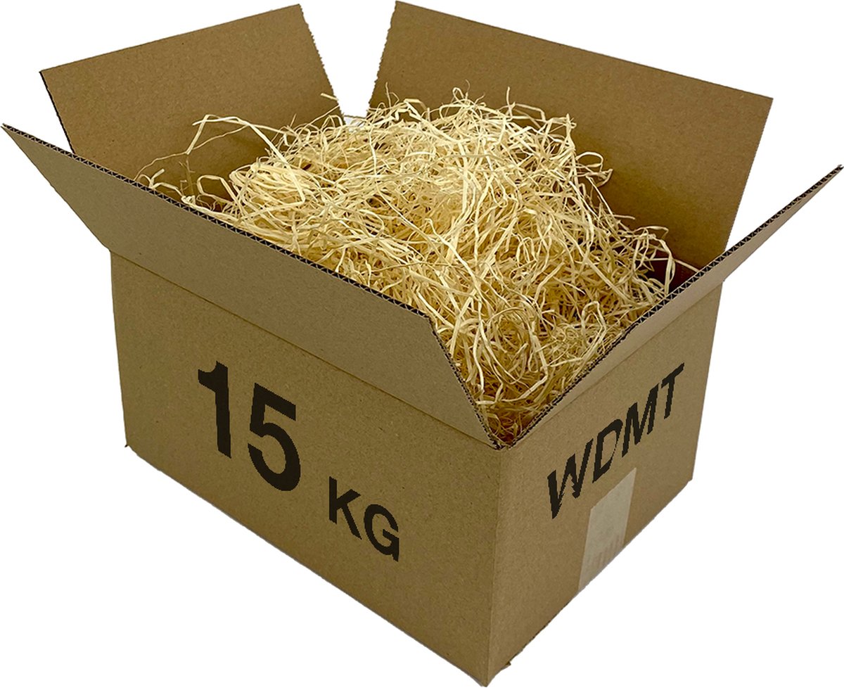 Houtwol opvulmateriaal - 15 kilo | Opvulmateriaal voor cadeau | Duurzaam vulmateriaal | Houtwol vulling wijnkist | Bruin