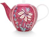 Bol.com Pip Studio Flower Festival Dark Pink - theepot 1.6L - porselein - roze theepot - bloemen aanbieding
