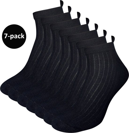 WeirdoSox sneakersokken - 7-pack - Met badstofzool en lipje - Zwart - Dames - Maat 43-46