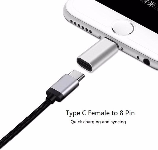 OGS Apple Lightning naar USBC 3.0 Female kabel iPad iPhone naar Android Zwart