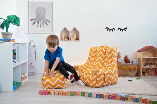 Fauteuil Pouf Enfant Ready Steady Bed - Ergonomique, Rempli Billes EPS, 50x50x50 Cm, Motif Space Boy - 7