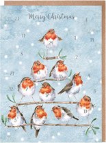 Adventskalender Kaart A5 Wrendale Rockin Robins'Advent Calendar Card
