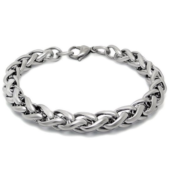 Vossenstaart Armband - 7mm - Zilver Kleurig - Staal - Schakelarmband - Armbanden Heren Dames - Cadeau voor Man - Mannen Cadeautjes