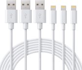 3 Pack - 1 Meter Geschikt voor: Lightning kabel naar USB 2.0 A Male oplaadkabel Geschikt voor: Apple iPhone iPod Airpods & iPad - Wit