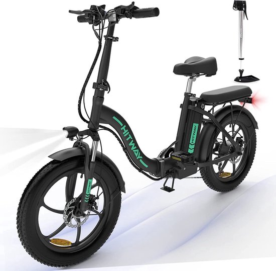 Hitway elektrische fiets | opvouwbare e-bike | 20 inch fat tire | 350w motor | 10ah | zwart/groen