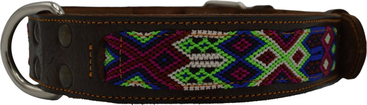 Bohemi Ibiza honden halsband, maat XLarge, 50 - 62cm, Bruin leer