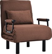 Omvormbare slaapbank fauteuil- 6-standen verstelbare rugleuning-opklapbare fauteuil met kussen/gestoffeerde zitting/ vrijetijds chaise longue bank- voor thuiskantoor -bruin