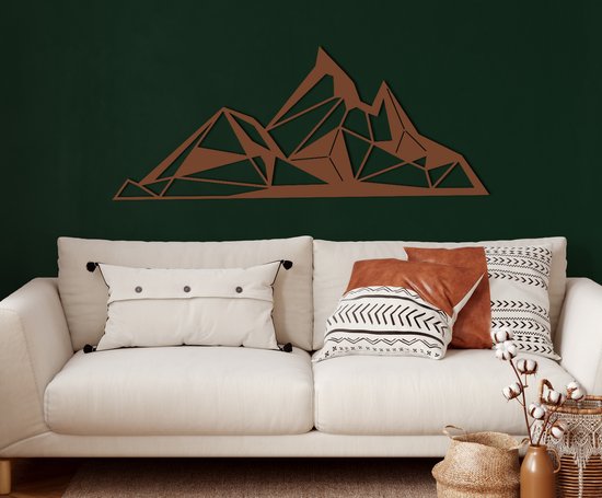 Wanddecoratie | Berg / Mountain | Metal - Wall Art | Muurdecoratie | Woonkamer | Buiten Decor |Bronze| 100x41cm