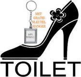 Sticker voor dames toilet met schoen zwart  | Rosami