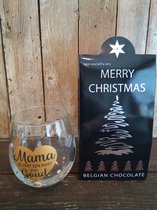 Cadeauset-Pakket-Kerst-Kerstmis-Kerstpakket-Chocolade-Belgische Chocolade-Merry Christmas-Happy New year-Happy-Gelukkig nieuwjaar-waterglas-glas-wijnglas-hart van goud-goud-mama-moeder-bonus moeder-oma