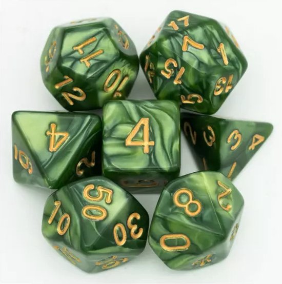 Thumbnail van een extra afbeelding van het spel DnD dice 5 sets! - 5 Polydice sets - 35 stuks - Dungeons and dragons dobbelstenen sets