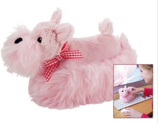 Dog desk duster zachte stoffer voor laptop en schermen vorm Westie Roze - superleuk geschenkartikel