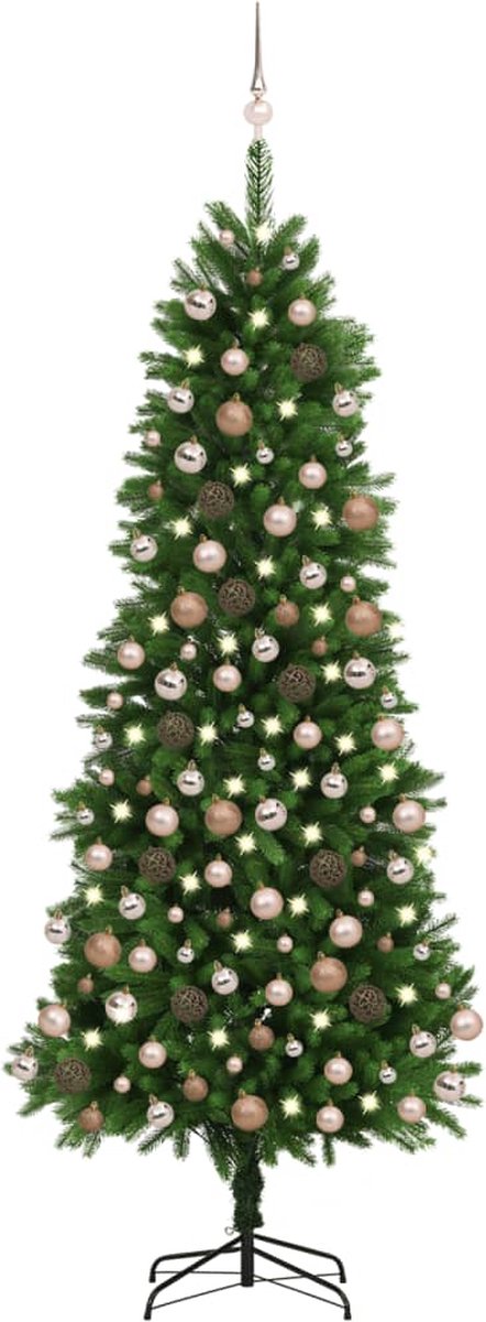 Prolenta Premium - Kunstkerstboom met LED's en kerstballen 240 cm groen