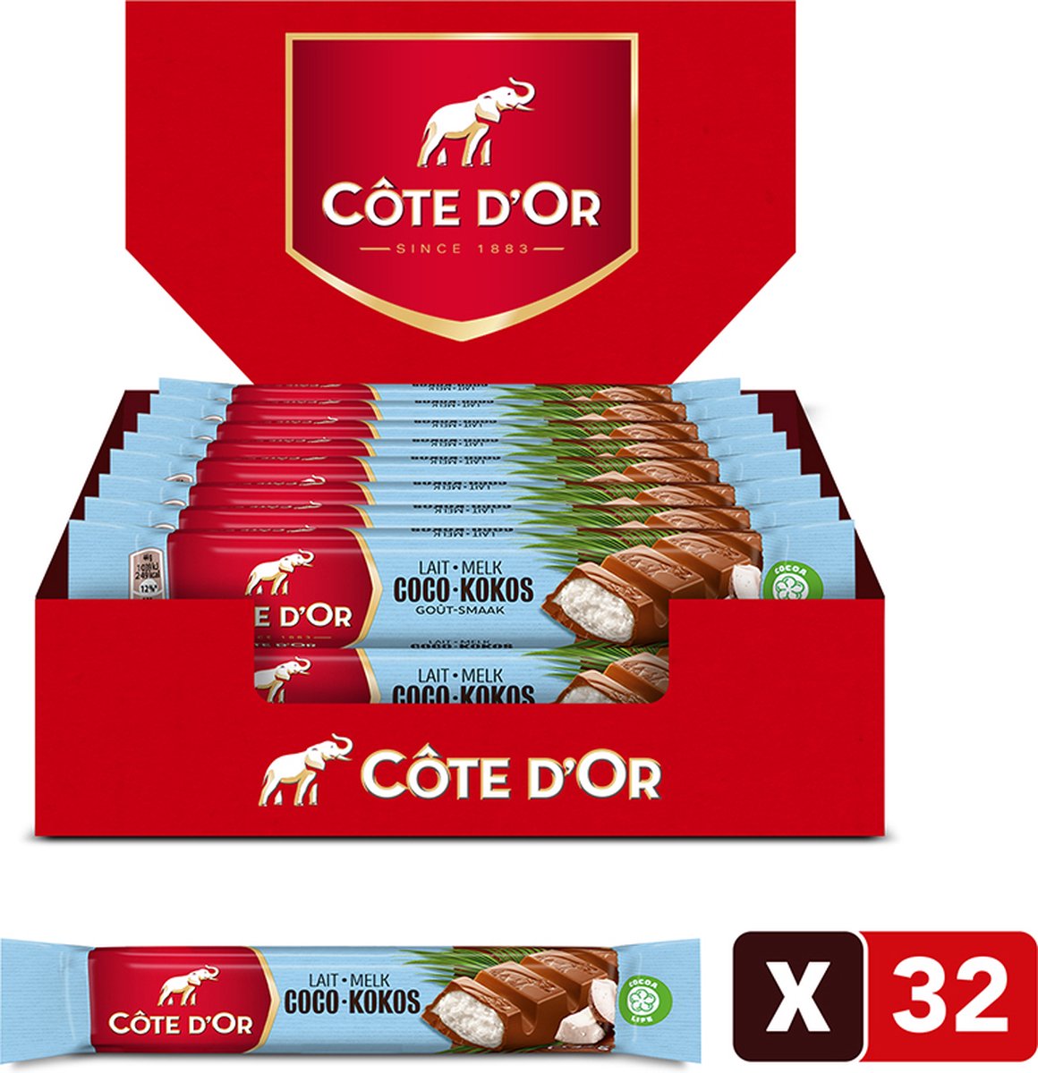 Côté d&amp;#39;Or chocoladerepen kokos melk - 44g x 32 | bol