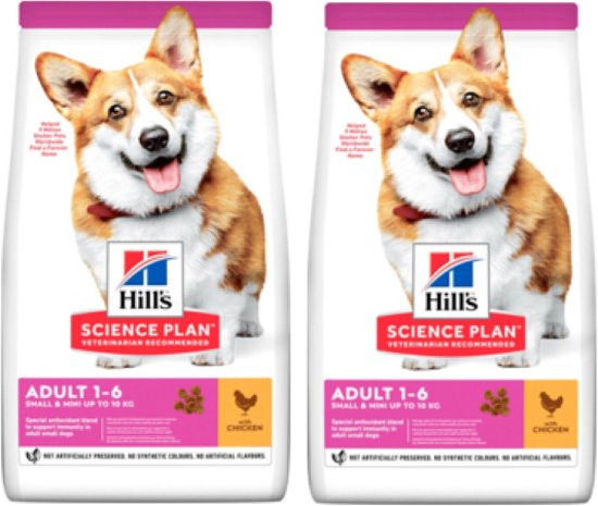 Pakketdeal: 2x Hill's Canine Adult Small & Mini Kip 6kg
