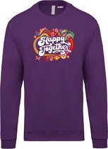 Sweater Happy Together Print | Toppers in Concert 2022 | Toppers kleding shirt | Flower Power | Hippie Jaren 60 | Paars | maat XL