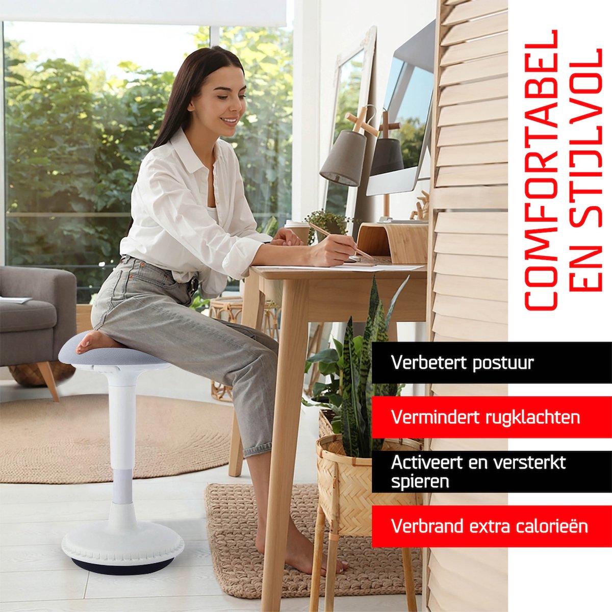 Tabouret Ergonomique Wobble - Hauteur 65-85 cm - Tabouret De Bureau  Confortable 