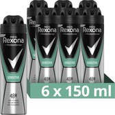 Bol.com Rexona Men Sensitive Anti-transpirant Spray - 6 x 150 ml - Voordeelverpakking aanbieding
