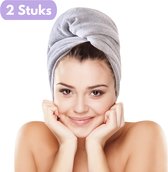 UNBOX 2 Stuks - Haarhanddoek - Microvezel Handdoek - Microvezel Handdoek Haar - Alle Haartypen - 25x70cm - Extra Groot - Grijs