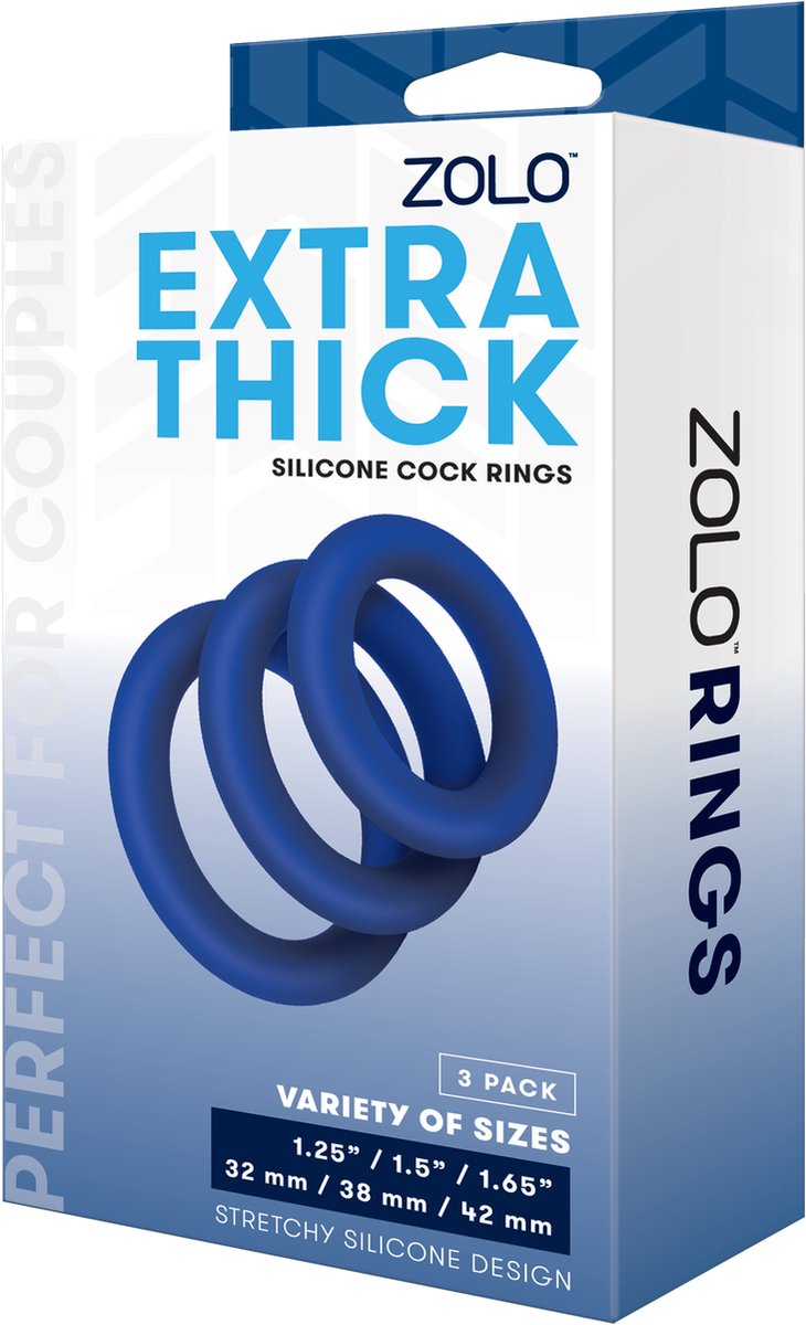Zolo extra Thick siliconen penisring 3 Pk - Blauw