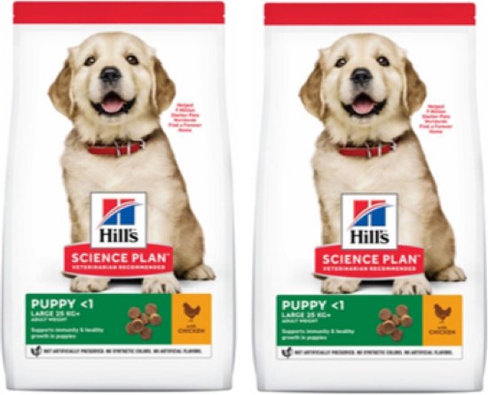 2x Hill's Canine Puppy Large Kip Hondenvoer 2.5kg