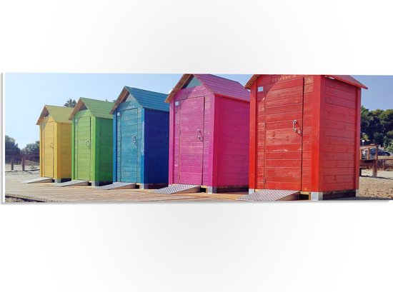 WallClassics - PVC Schuimplaat- Gekleurde Strandhuisjes - 60x20 cm Foto op PVC Schuimplaat