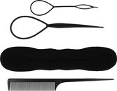 Styling Set Basic Puntkam Topsy Tail Knotrolband 4 Stuks Hulpmiddel Kapsel Knot