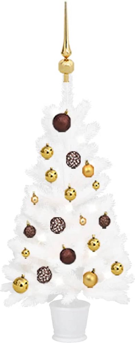 Prolenta Premium - Kunstkerstboom met LED's en kerstballenset 90 cm wit