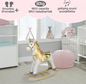 GoodVibes - Hobbelpaard voor Kinderen - Schommelpaard Unicorn - Stevige Constructie - Knuffelzacht met Geluidseffecten - Gouden Eenhoorn