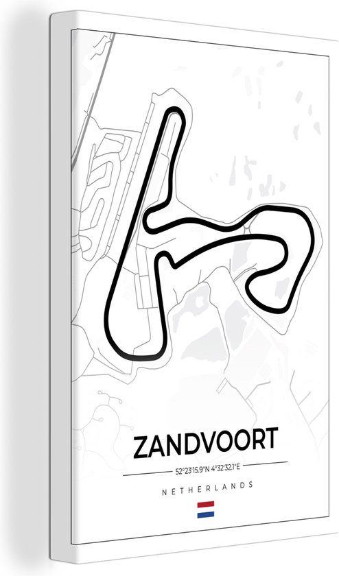 Canvas Schilderij Formule 1 - Circuit Zandvoort - Racebaan - Nederland - Circuit - Wit - 40x60 cm - Wanddecoratie - F1 23