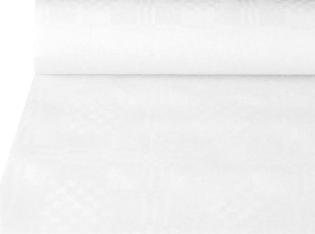 4x Tafelkleed papier met damastprint 50 m x 12 m wit