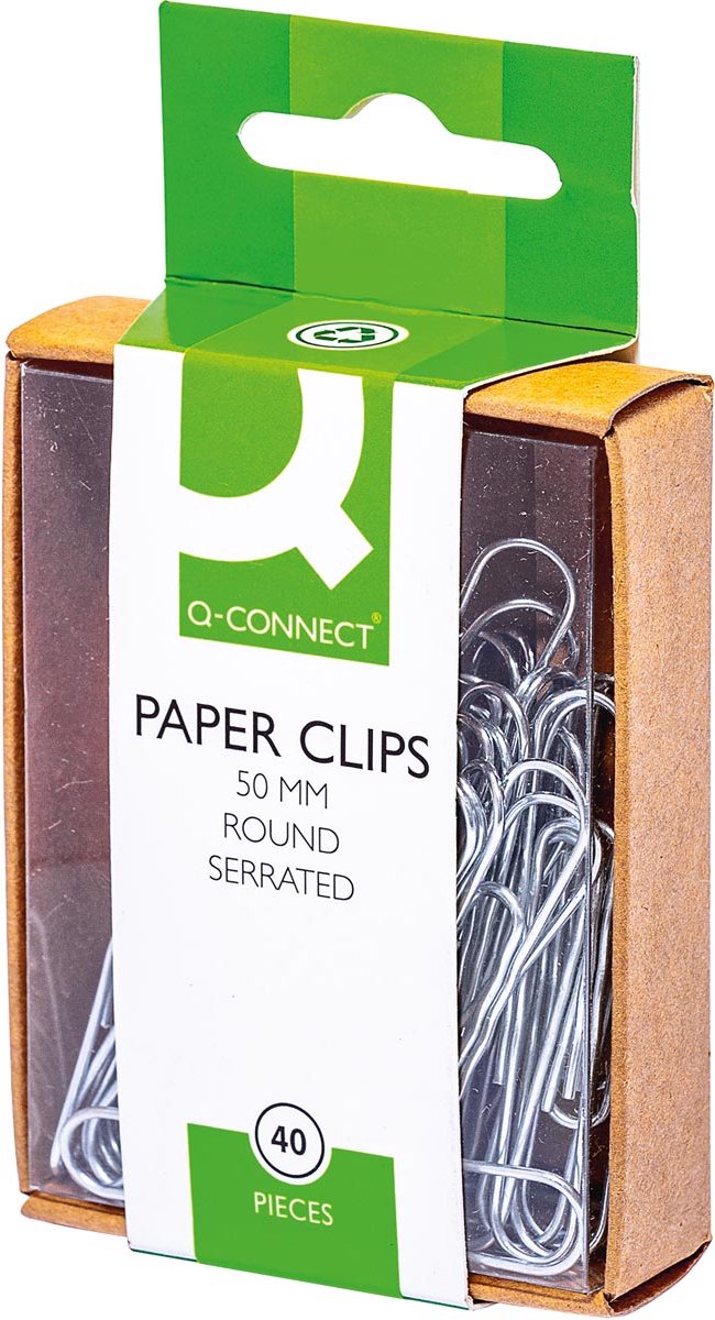Q-CONNECT papierklemmen, 50 mm, doos van 40 stuks, ophangbaar 10 stuks