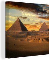 Canvas Schilderij De piramides van Caïro - Egypte - 50x50 cm - Wanddecoratie
